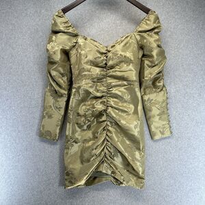 Eggie Womens Dress Size XS Short Green Ruched Front and Back Square Neck